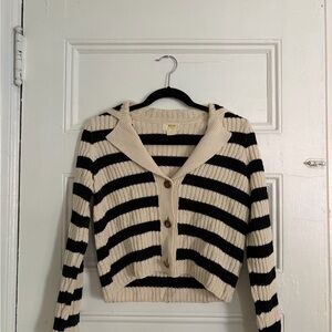 Maeve Striped Black and Cream Women's Sweater